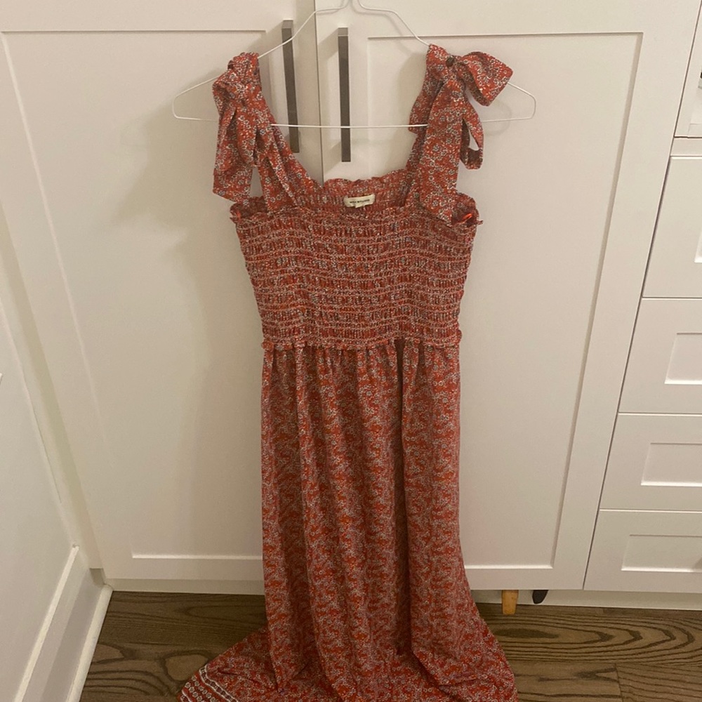 Long patterned floral dress with shoulder ties
